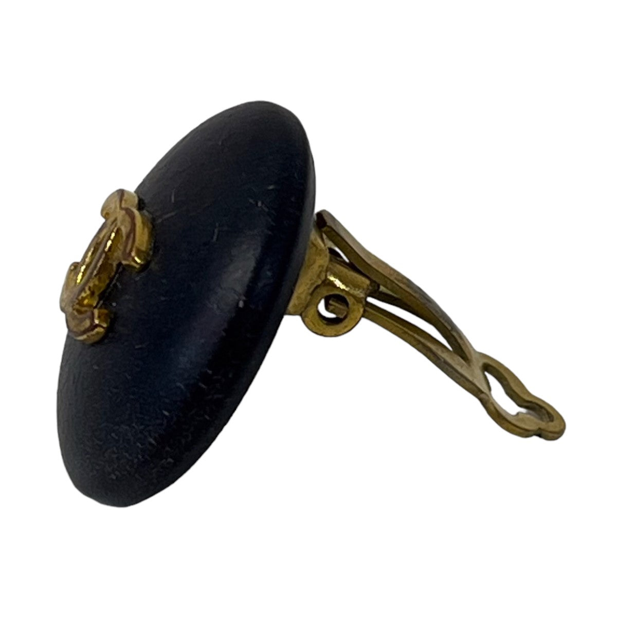 CHANEL(シャネル) ココマークラウンドイアリング ブラック×ゴールド