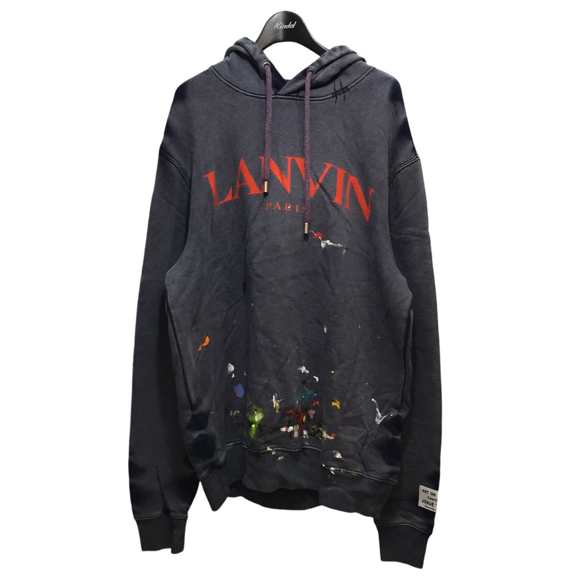 LANVIN×GALLERY DEPT 21SS Painted Hoodie ペイント加工 ロゴプリントフーディー  RM-HO0001-J093-E21 グレー サイズ L｜【公式】カインドオルオンライン ブランド古着・中古通販【kindal】