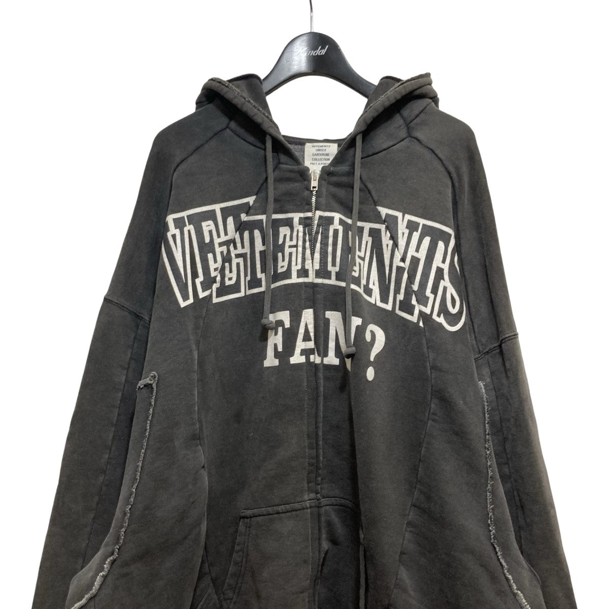 VETEMENTS(ヴェトモン) FAN DECONSTRUCTED ZIP-UP HOODIE再構築ジップ  