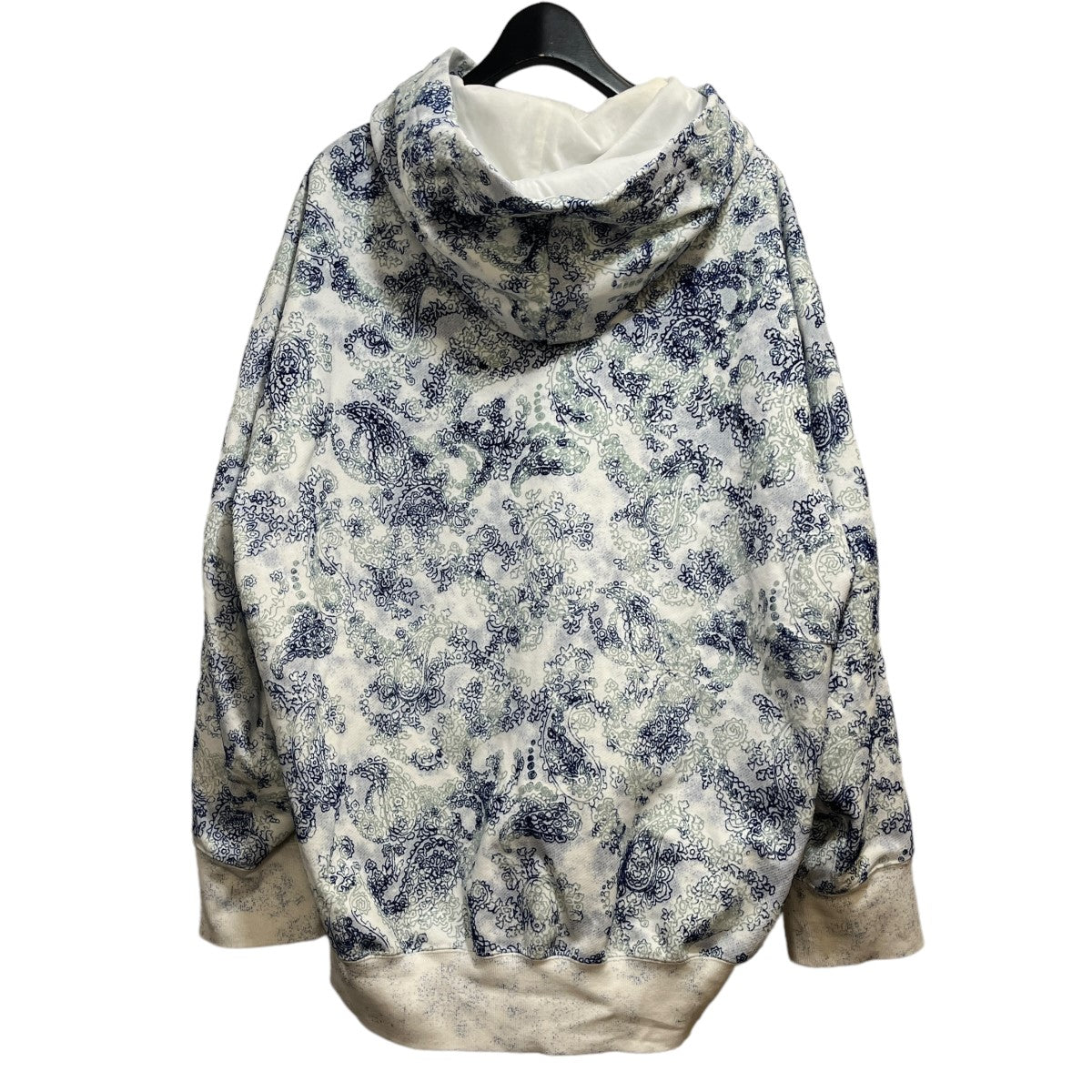 mame kurogouchi(マメクロゴウチ) 24SS Floral Flock Printed Fleece Lining Hoodie  プルオーバーパーカー MM24SS-JS071 ホワイト×ブルー サイズ 2｜【公式】カインドオルオンライン ブランド古着・中古通販【kindal】