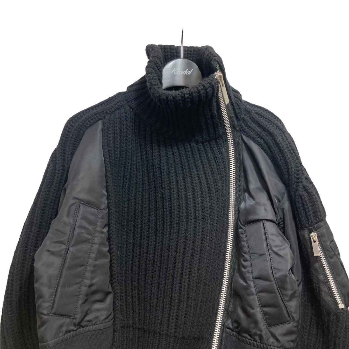 sacai(サカイ) 22AWNylon Twill Mix Wool Knit  BlousonニットドッキングMA1ボンバージャケットブルゾン22-06192