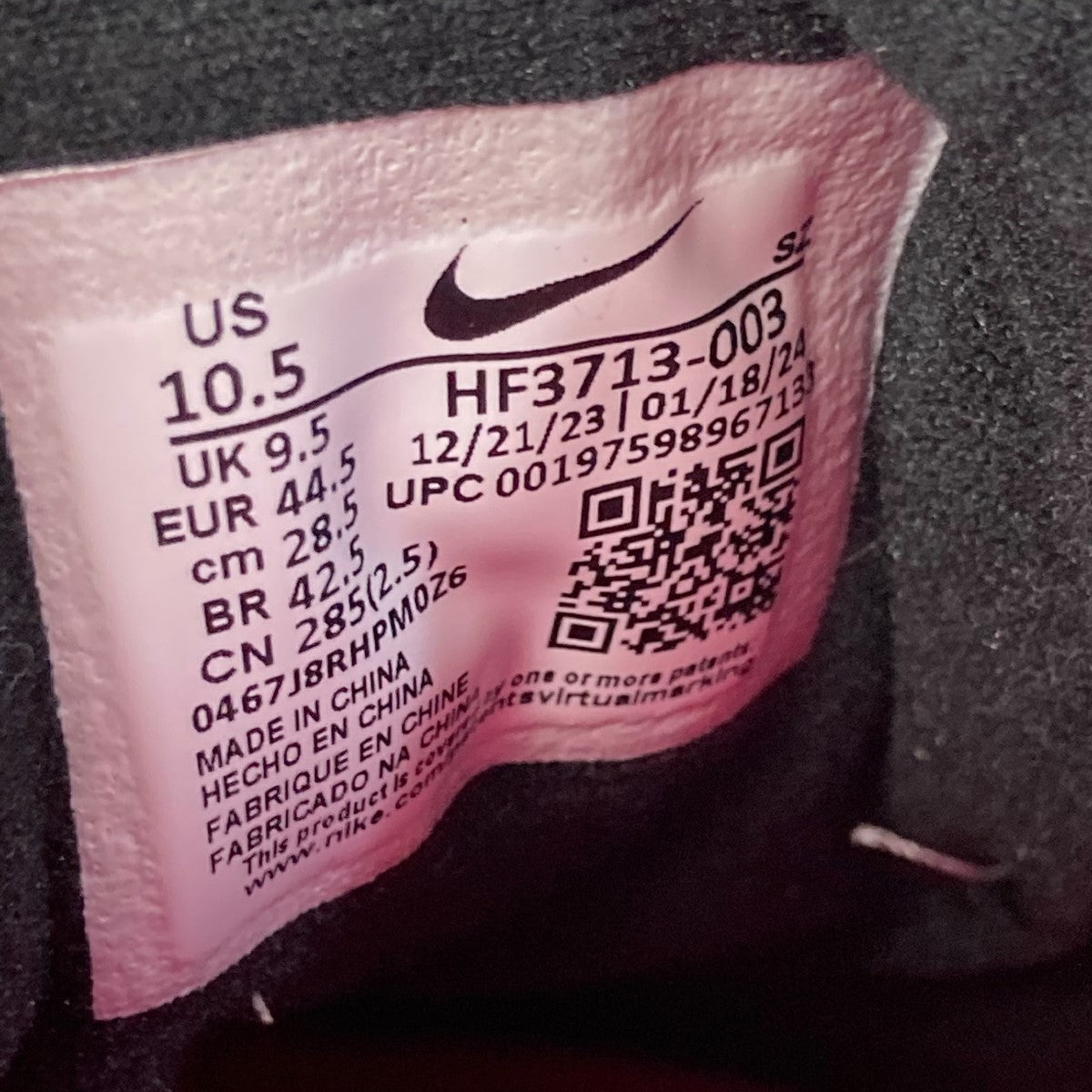 NIKE×HUF Air Max 1 Anthracite Pink Powローカットスニーカー