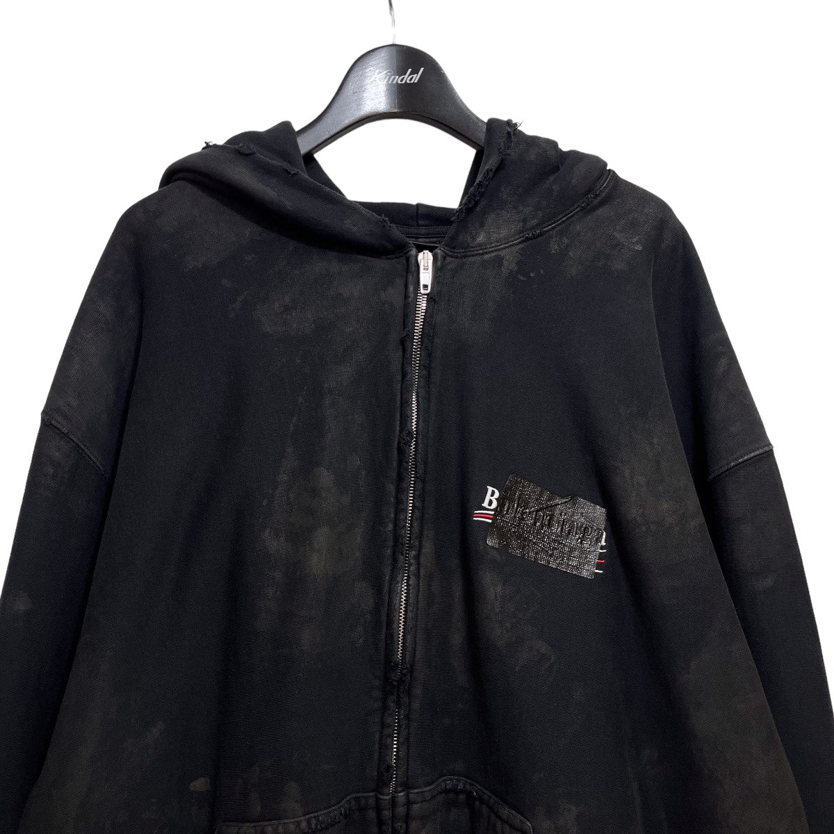 BALENCIAGA キャンペーンロゴダメージ加工ジップアップパーカー の古着・中古アイテム