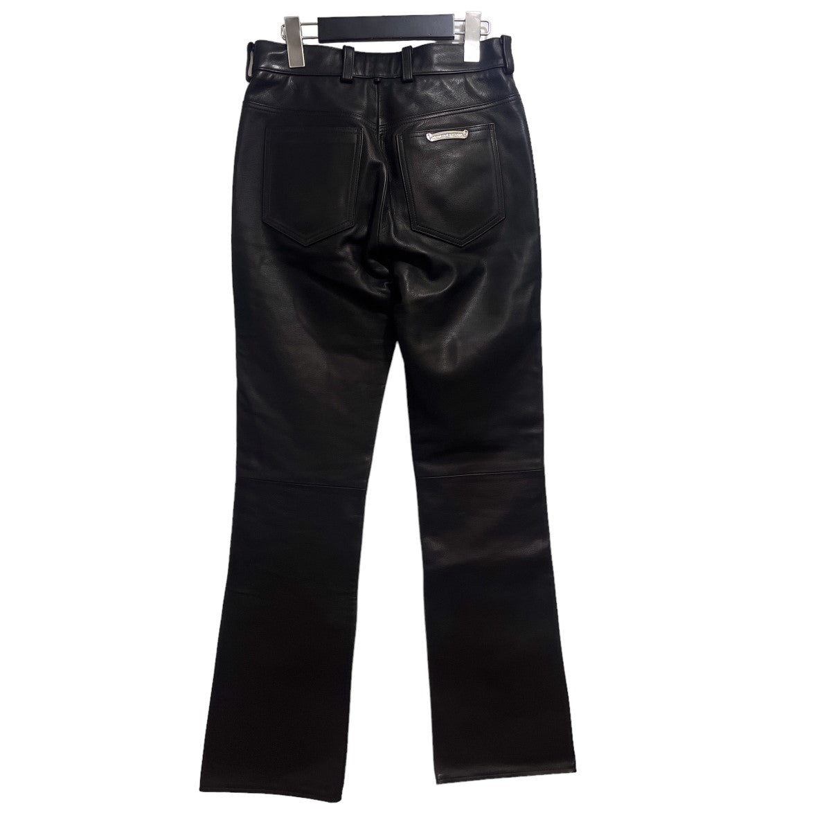 CHROME HEARTS(クロムハーツ) フレアニーレザーパンツ ブラック サイズ  