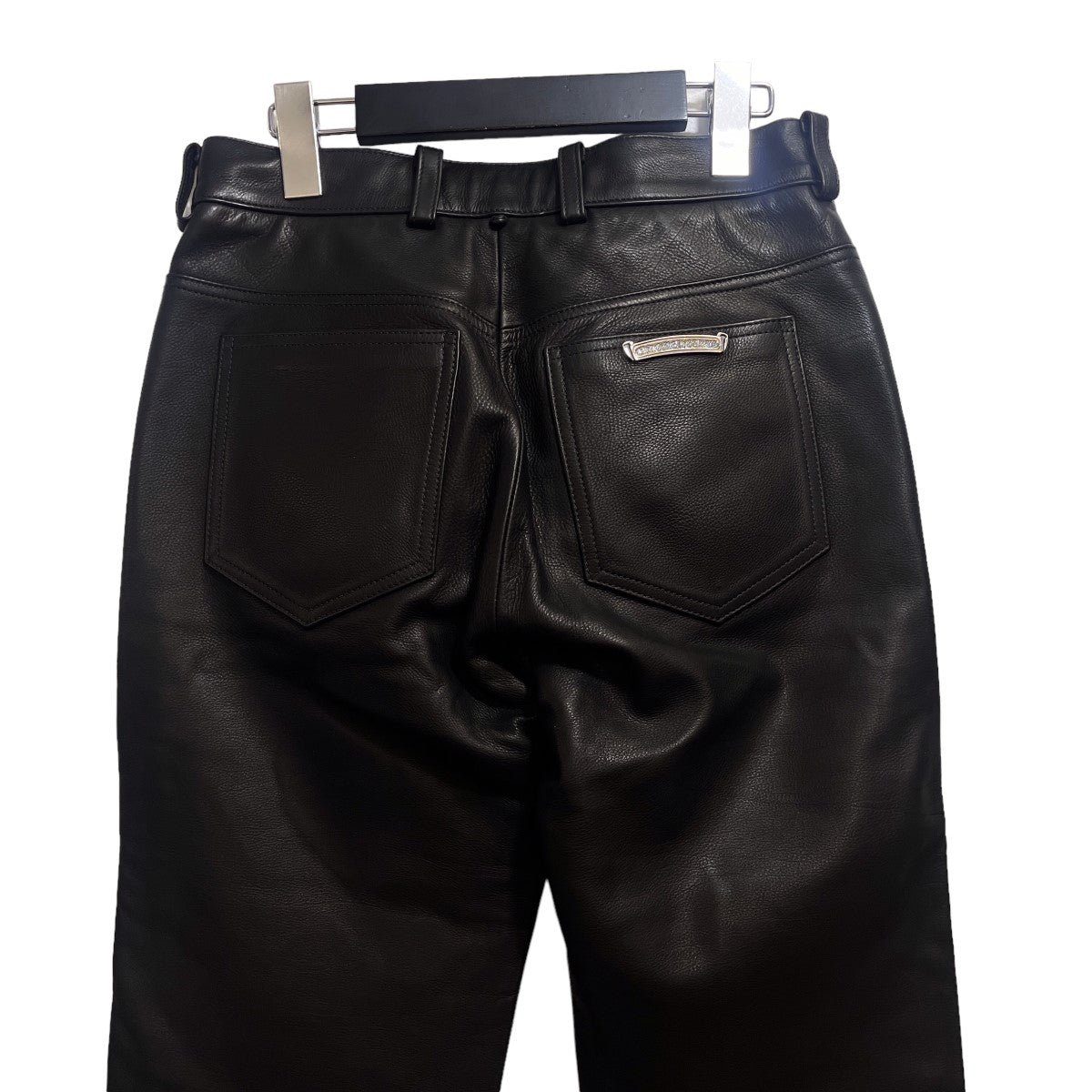 CHROME HEARTS(クロムハーツ) フレアニーレザーパンツ ブラック サイズ  