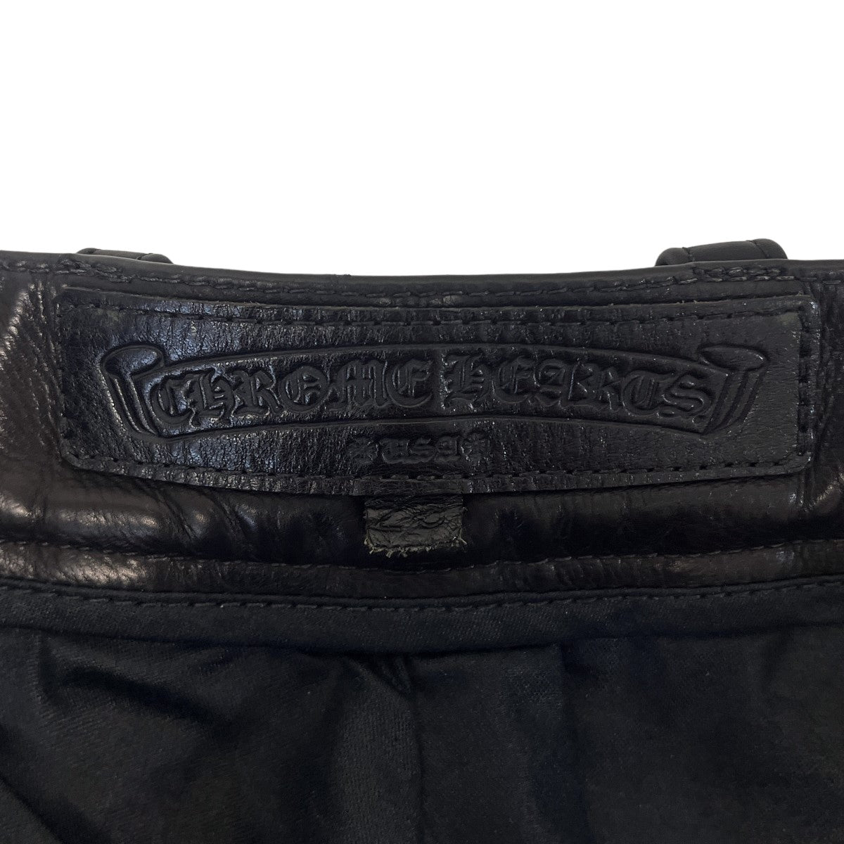 CHROME HEARTS(クロムハーツ) フレアニーレザーパンツ ブラック サイズ  