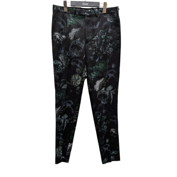 【美品】ラッドミュージシャン 18AW 花柄スラックス　ブラック　サイズ46 LAD MUSICIAN(ラッドミュージシャン) フラワースリムスラックスパンツ
