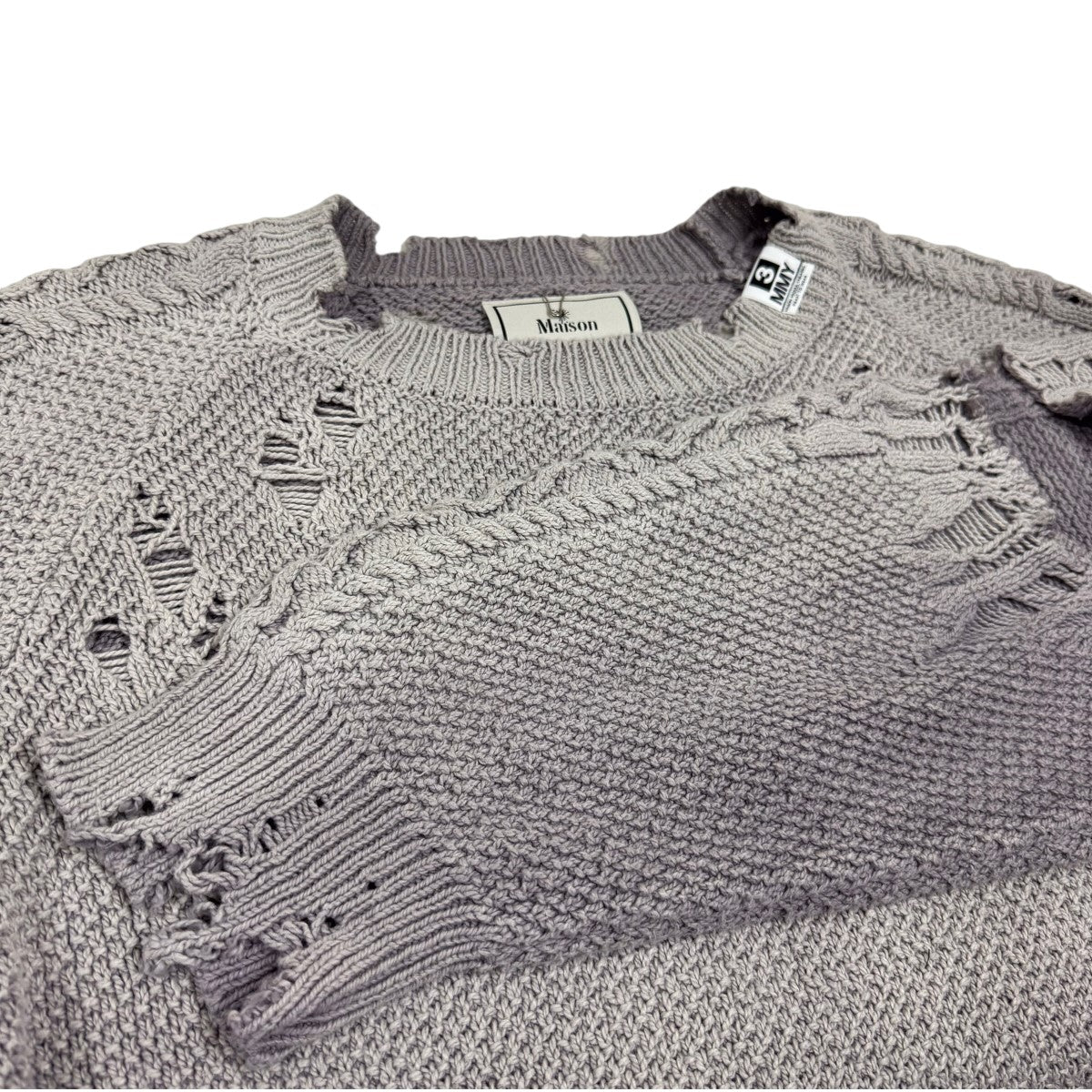 24AW Sun Faded Like Knit Sweater ダメージ加工ニット