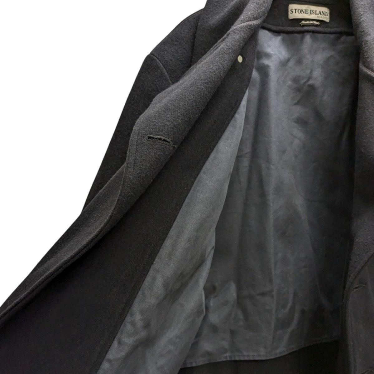 0630. 1990's STONE ISLAND Wool/Nylon pea coat charcoal gray
