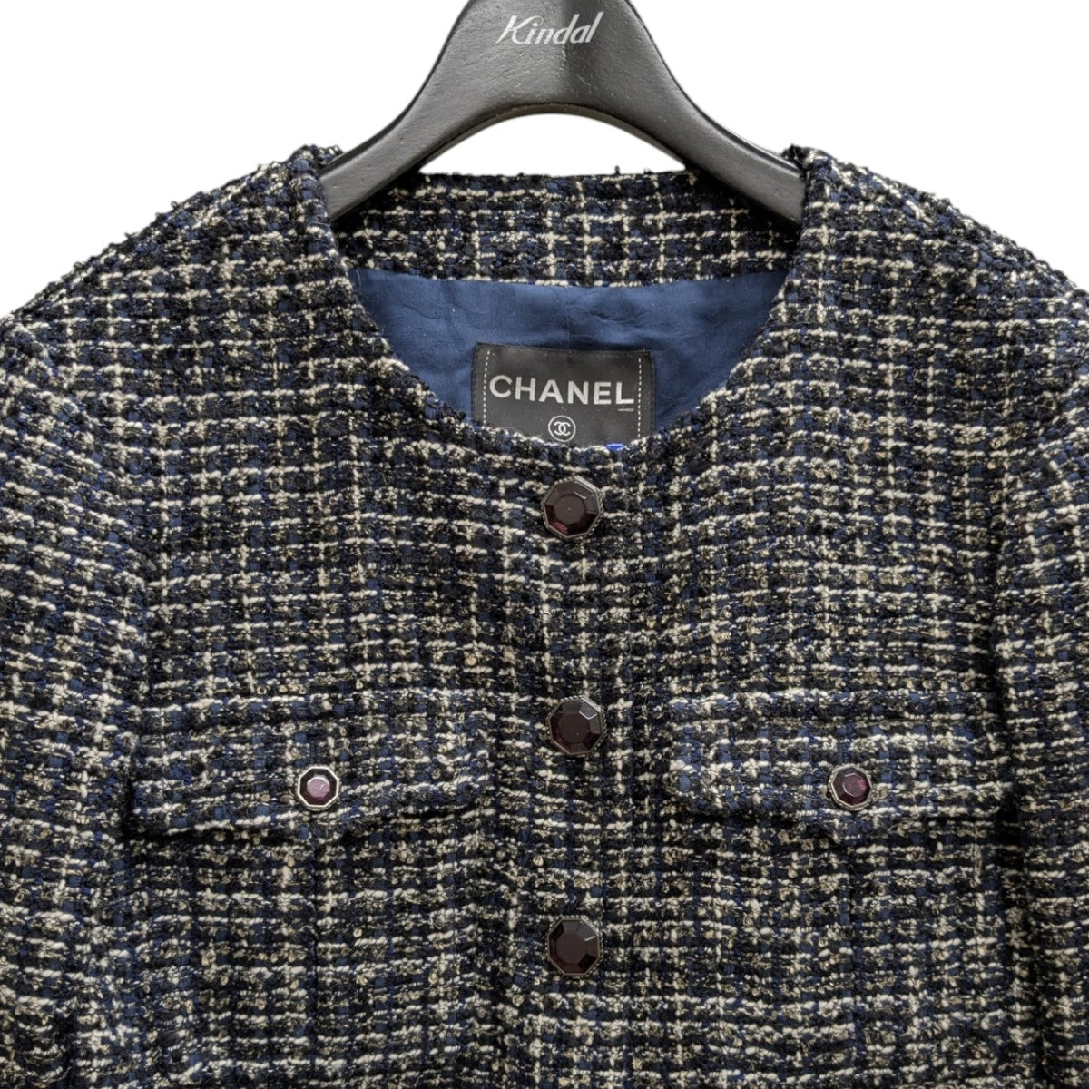 【最終値下げ・8月末削除】CHANEL シャネル/ノーカラーツイードジャケット 最終値下げ・8月末削除】CHANEL シャネル/ノーカラーツイード