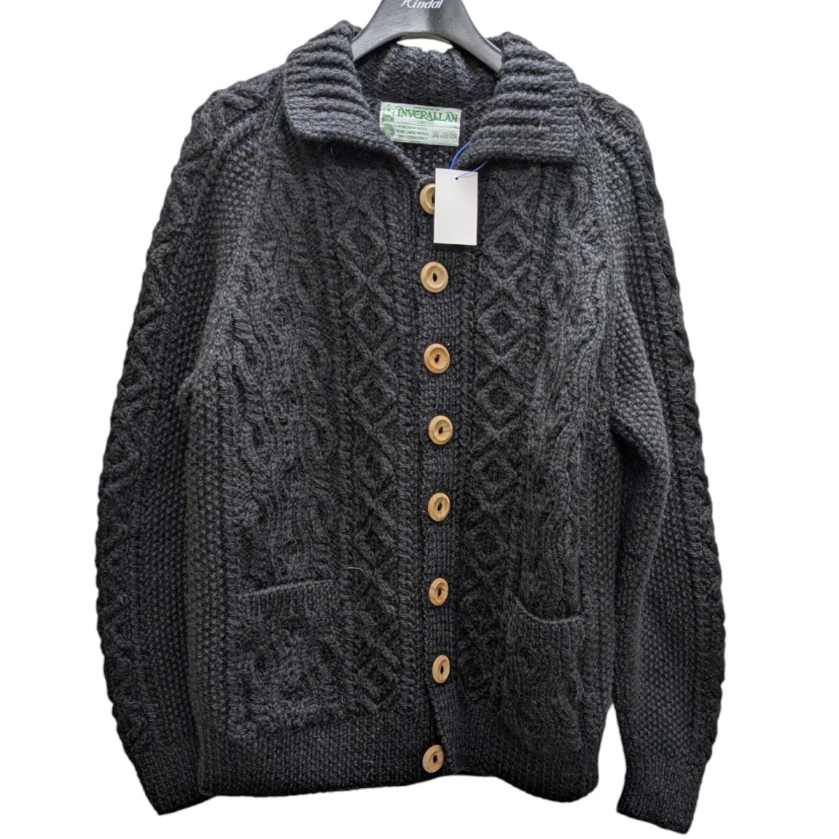 INVERALLAN(インバーアラン) ケーブルニットカーディガン ブラック