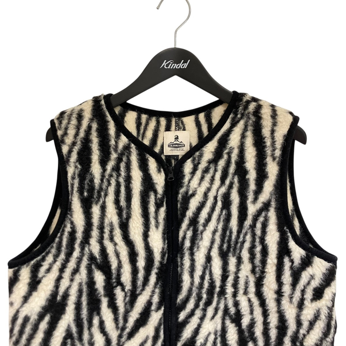美品✳︎PRIDE/プライド/ビッグカラーベスト/中綿入り/個性的/ブラック/40 coldbreaker(コールドブレーカー) ゼブラ柄ベスト ホワイト