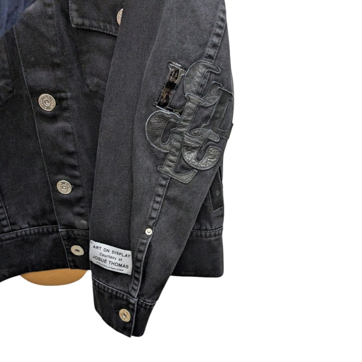 LANVIN×GALLERY DEPT レザー切替デニムジャケット ブラック