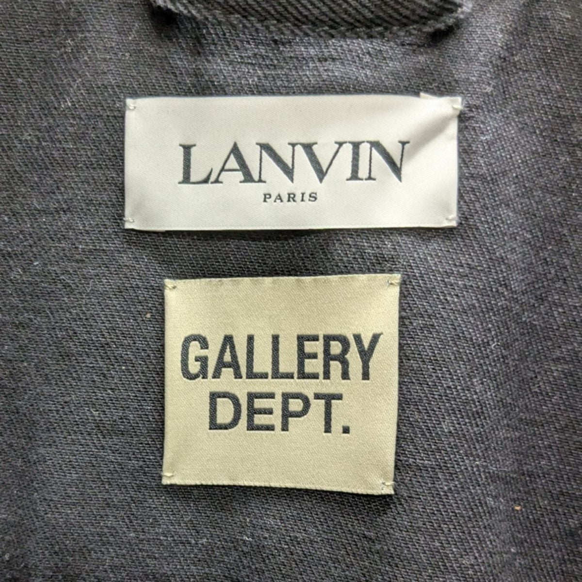 LANVIN×GALLERY DEPT レザー切替デニムジャケット ブラック