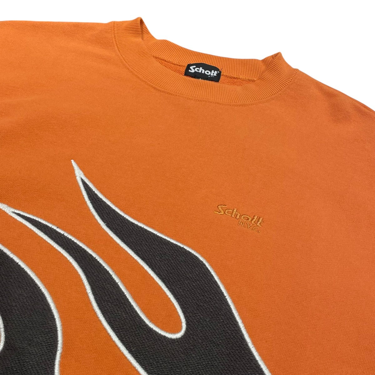 ショット Schott ダルカラー クルーネック ニット オレンジ Lサイズ