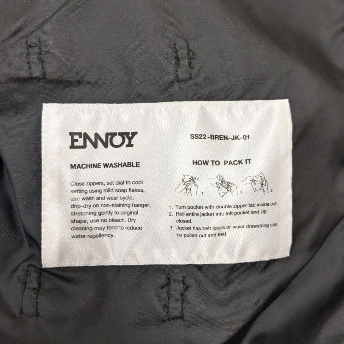 ENNOY  エンノイ　パッカブル　ジャケット M SS22-BREN-JK-M エンノイプロフェッショナル 22SS PACKABLE NYLON JACKET