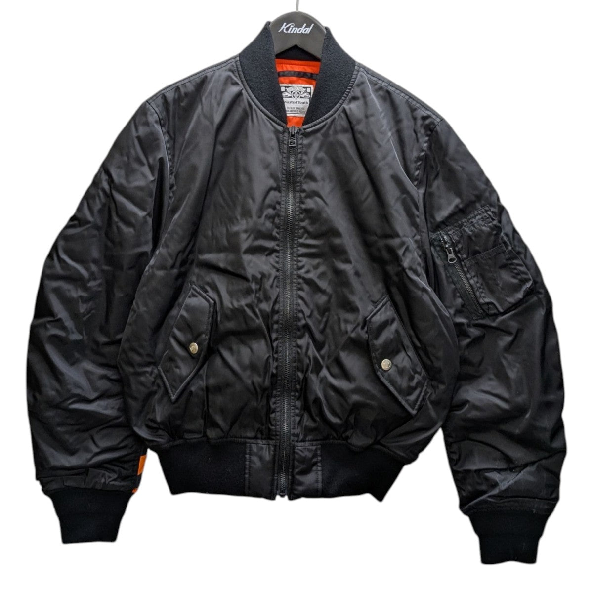 Wasted Youth MA-1 ジャケット ブラック/オレンジ Wasted Youth(ウェイステッドユース) MA-1ジャケット ブラック サイズ