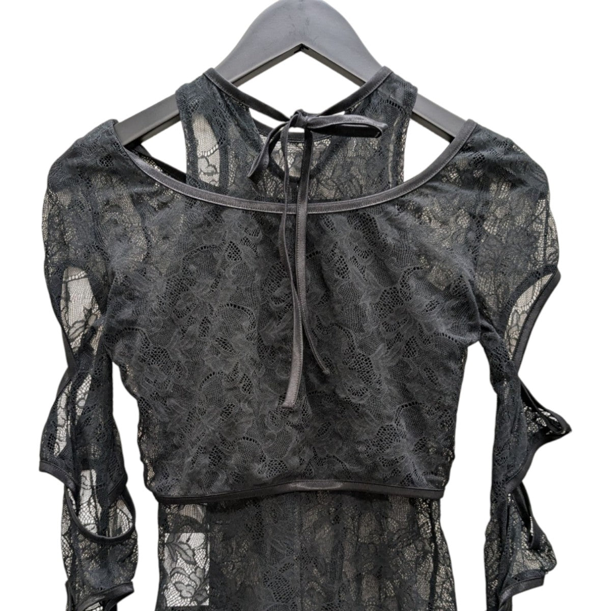 アキコアオキ AKIKO AOKI 24AW crber lace T カットアンドソー AA24AW-CST01 ブラック サイズ：Ｆ AKIKO AOKI(アキコアオキ) 24AWcrber lace Tカットアンドソー