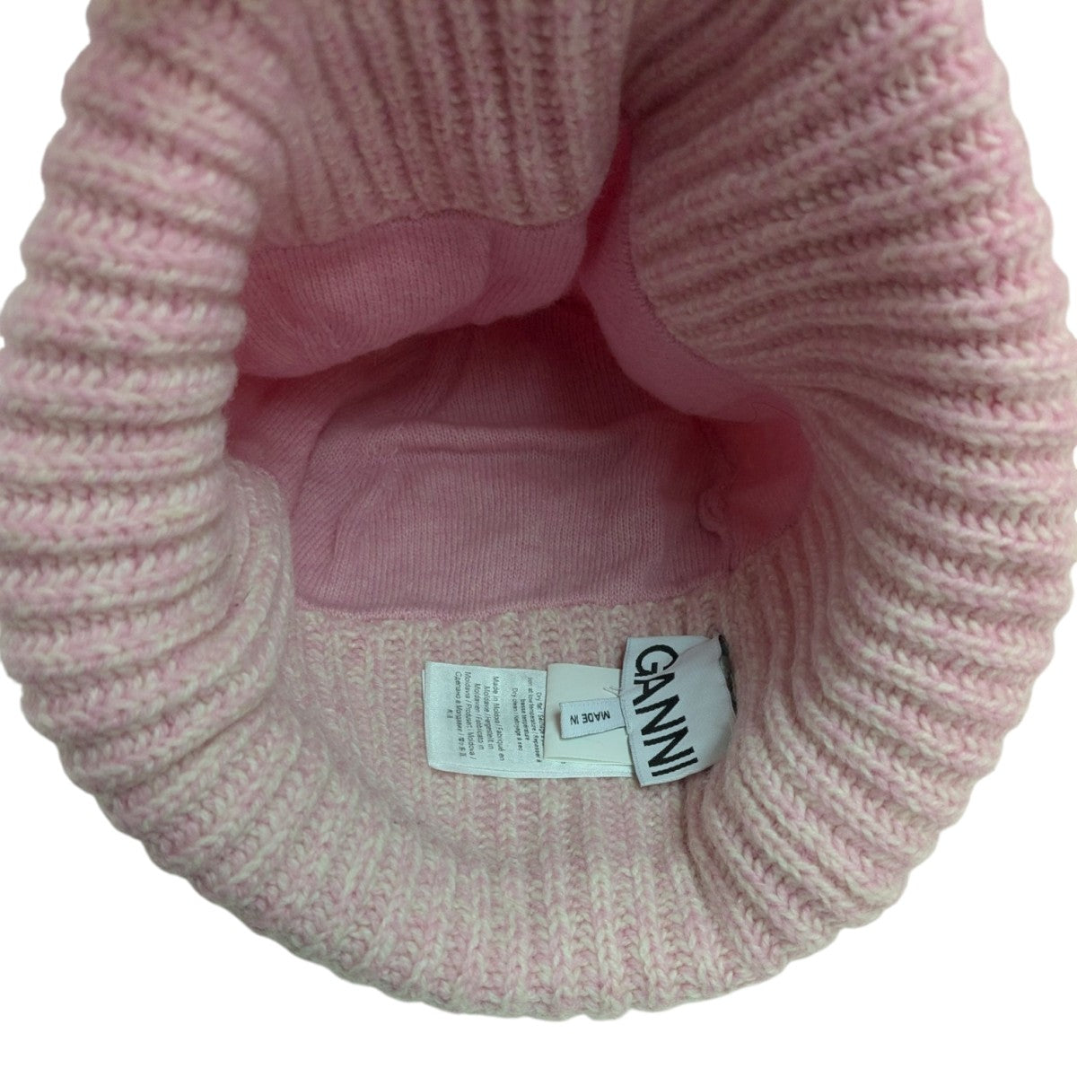 GANNI ピンク ニット帽 未使用 Ganni(ガニー) GANNI LOGO BEANIE ニット帽 A4429 ピンク サイズ
