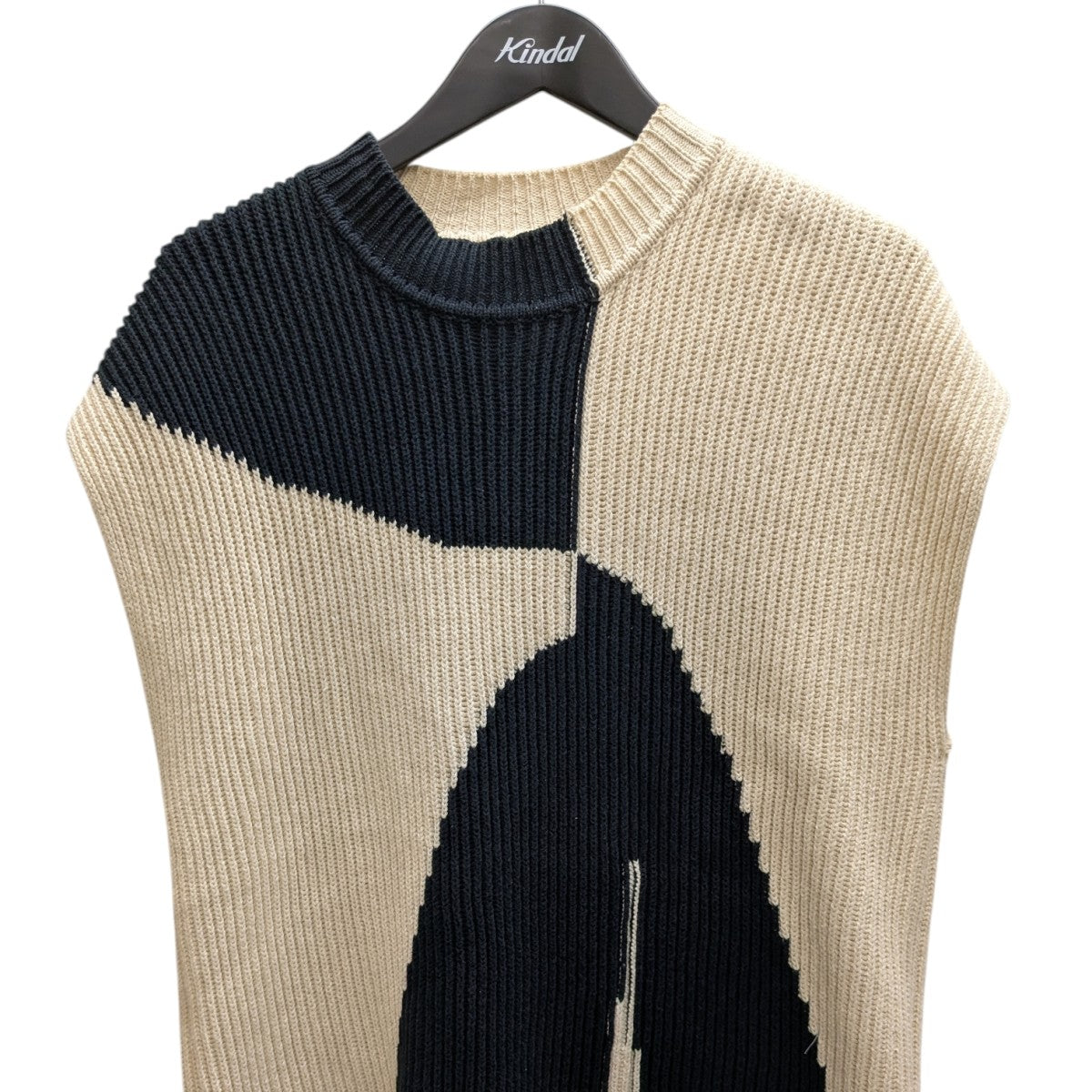 JIL SANDER ジルサンダー 21SS ニットベスト JSWS751303 ベージュ×ブラック 32 JIL SANDER ジルサンダー 21SS ニットベスト JSWS751303 ベージュ