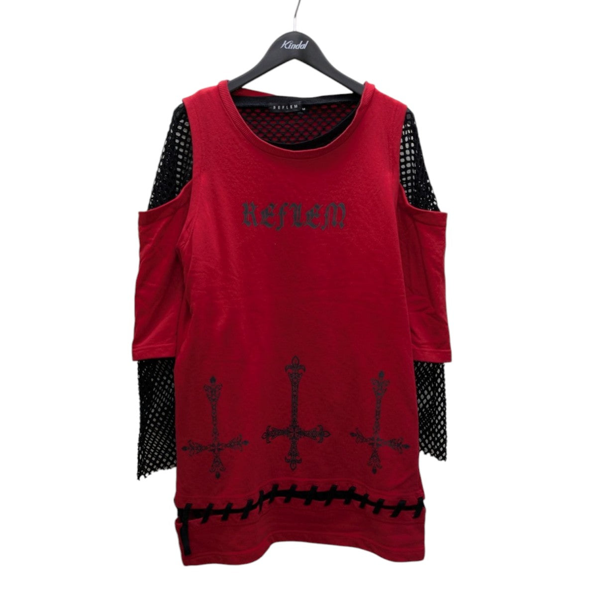 REFLEM レースアップ クロス 十字架 オフショルダー スウェット4093100700 古着・中古-1枚目のアイテム画像