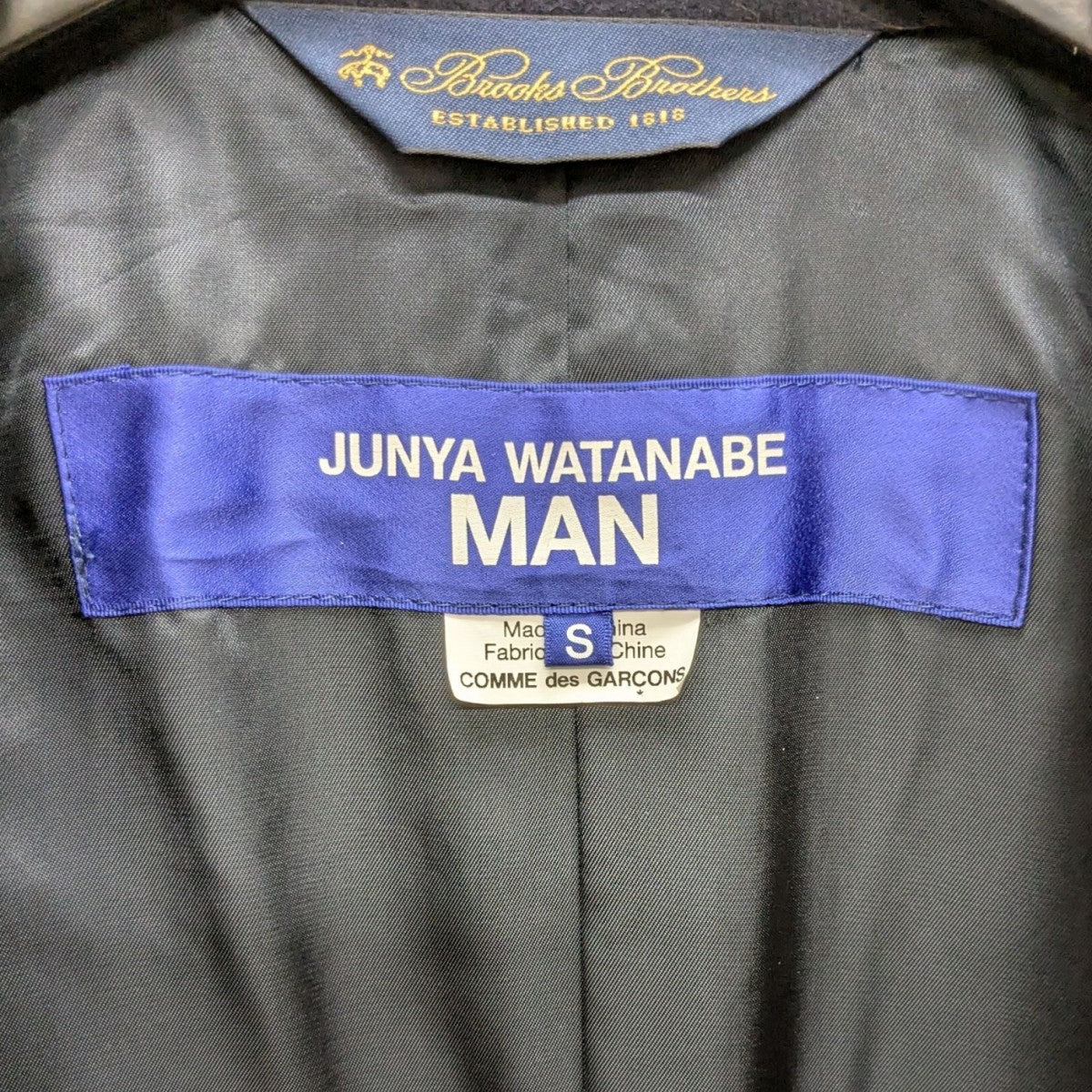 JUNYA WATANABE COMME des GARCONS MAN × BROOKS BROTHERS / 24AW/コート/S/ウール/NVY/WN-C005 JUNYA WATANABE MAN×BROOKS BROTHERS 24AW ドッキングテーラードコート