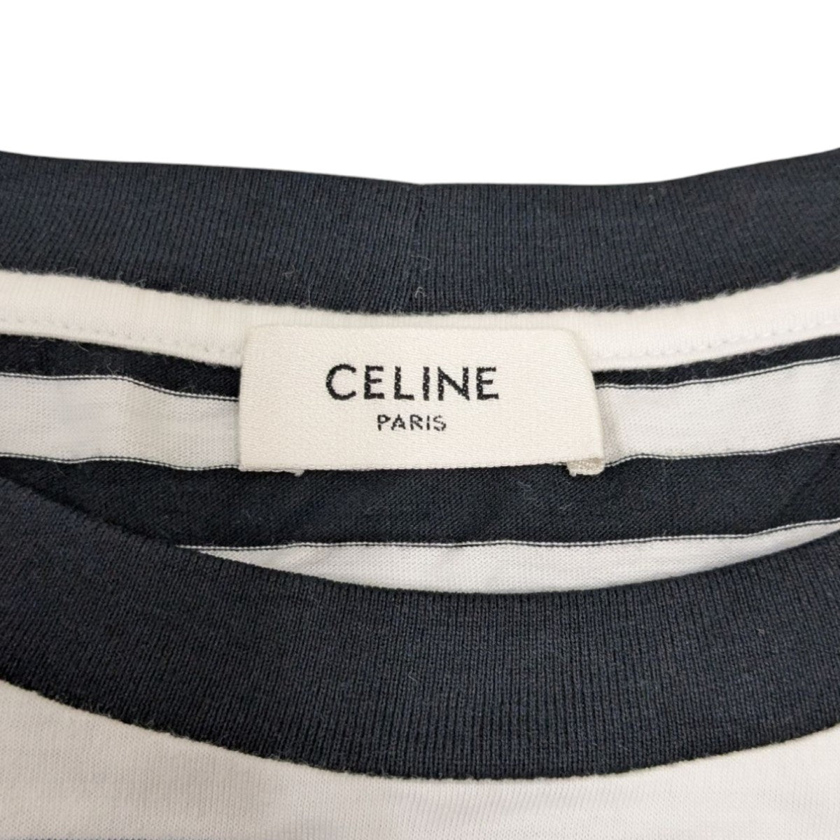 アウトレット特価【CELINE直営店】メンズ Tシャツ 2X85M800M CELINE セリーヌ ボーダーTシャツ 2X85M800M．01OB ホワイト