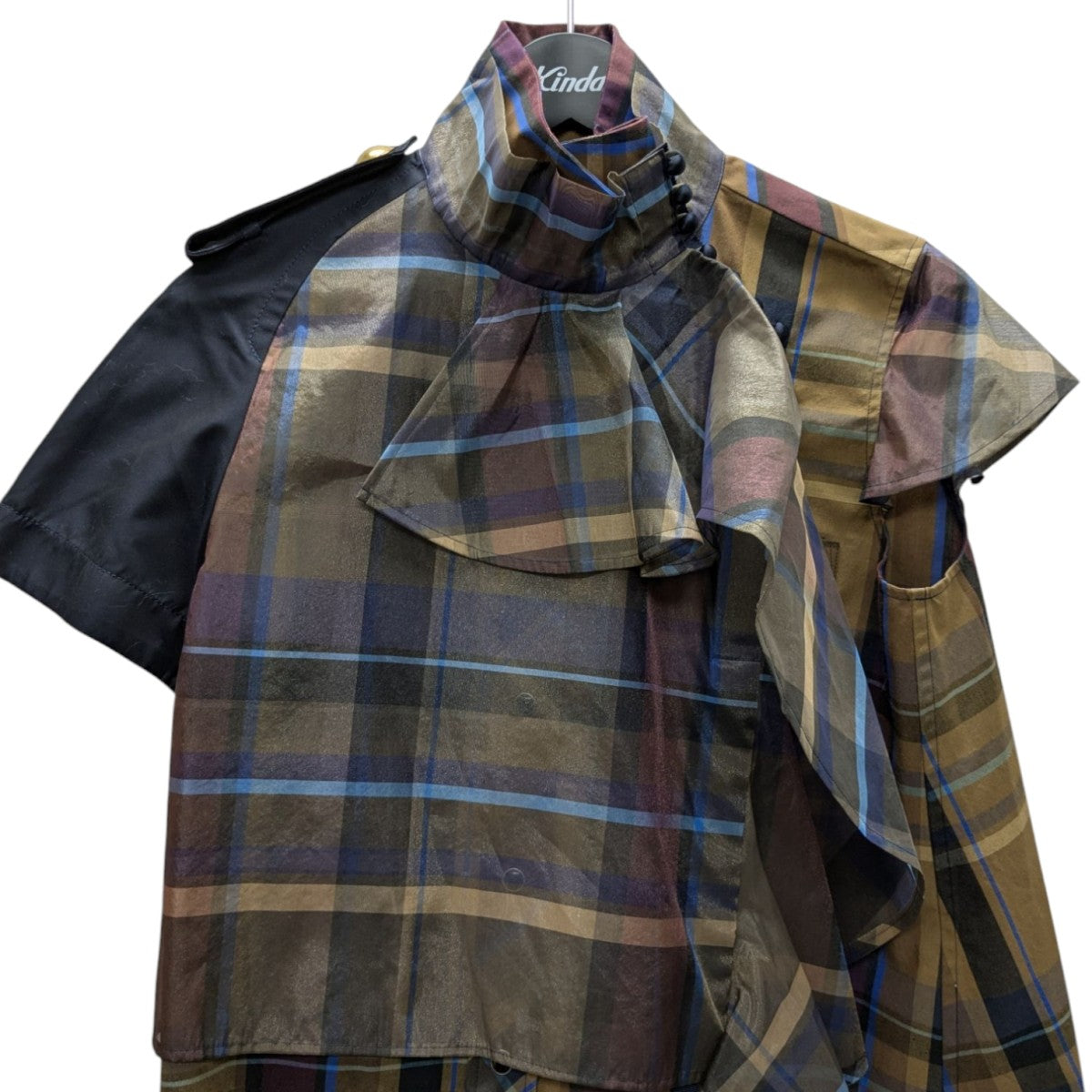 sacai(サカイ) チェックフリルアシンメトリーシャツ 19-04453