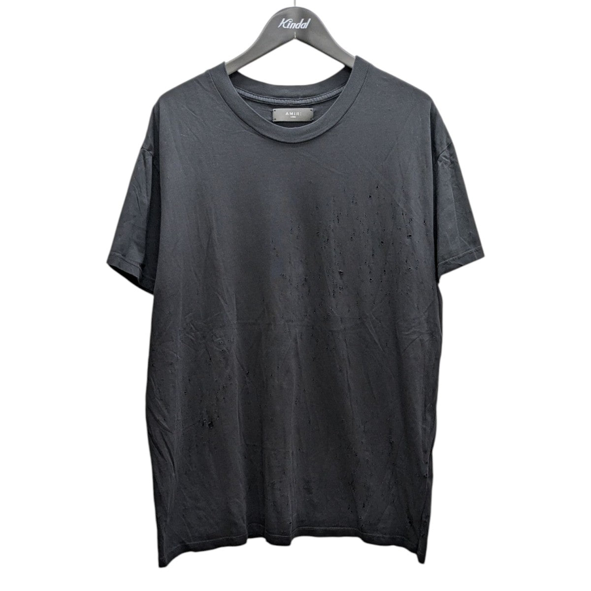 AMIRI♦落ち着きを纏うグレースタイル ロゴ クルーネックT 国内正規 AMIRI BLACK EMBROIDERED T-SHIRT ギター 刺繍 クルー