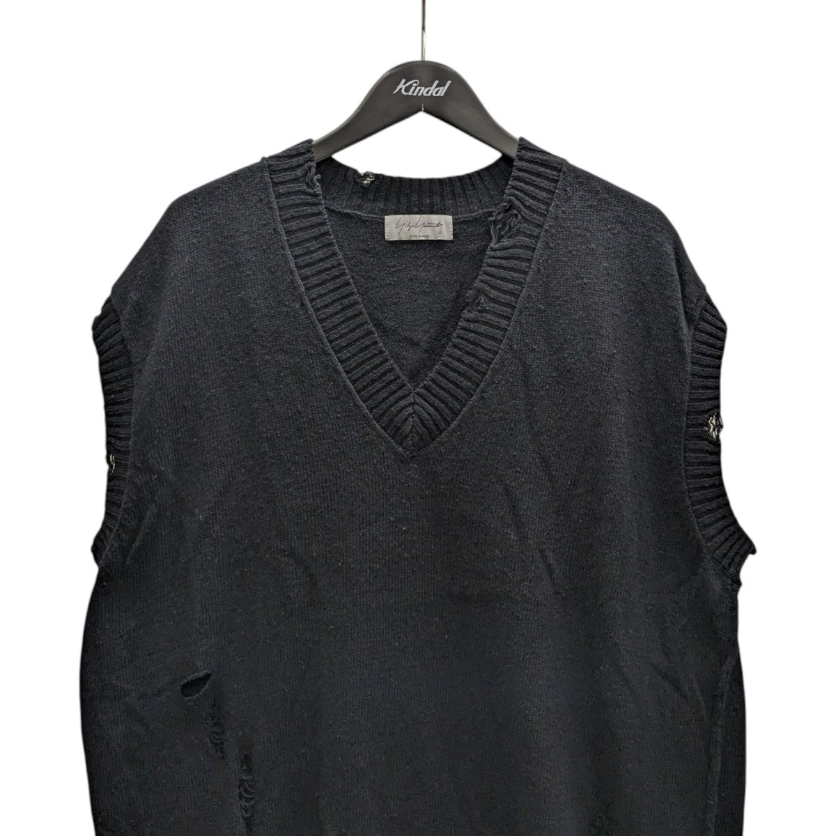 AM025　Yohji yamamoto　ニットベスト　ブラック　サイズ3 yohji yamamoto - 7G2P JERSEY V NECK VEST （BLACK） / ニット