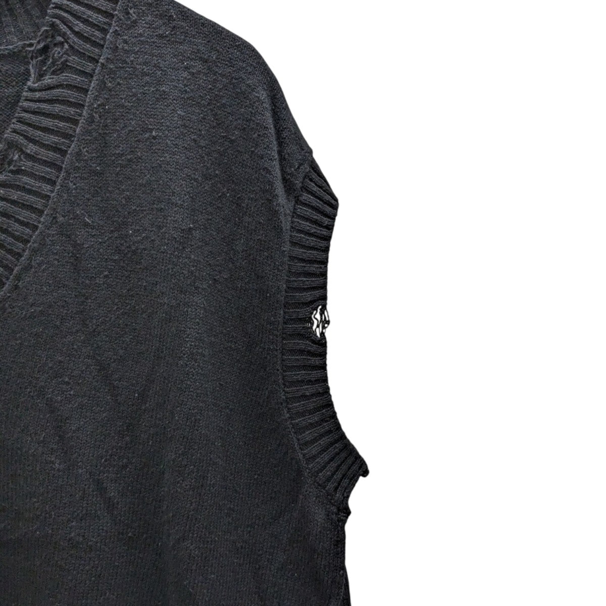 AM025　Yohji yamamoto　ニットベスト　ブラック　サイズ3 yohji yamamoto - 7G2P JERSEY V NECK VEST （BLACK） / ニット