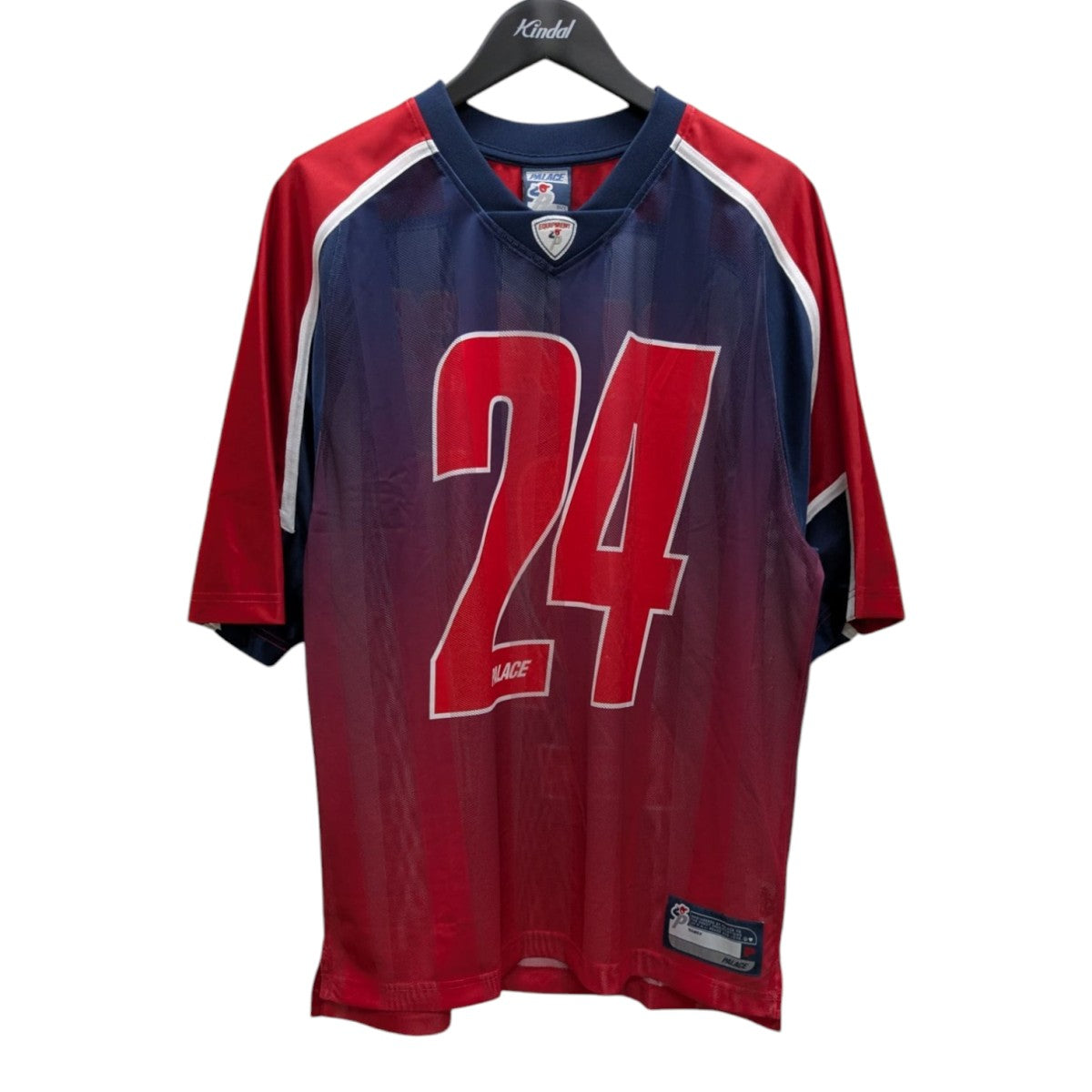 未使用品 PALACE/パレス Meshy Stripe Jersey PALACE(パレス) MESHY STRIPE JERSEYゲームシャツ レッド