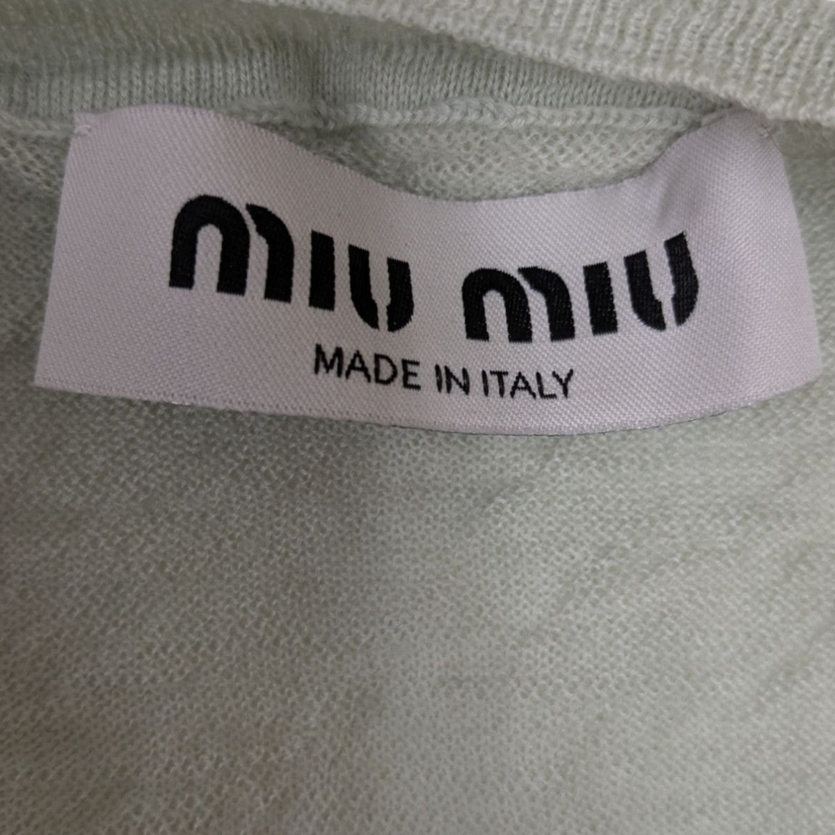 MIU MIU(ミュウミュウ) Vネックカシミヤニット MML931 ライトグリーン MIU MIU(ミュウミュウ) Vネックカシミヤニット MML931 ライトグリーン