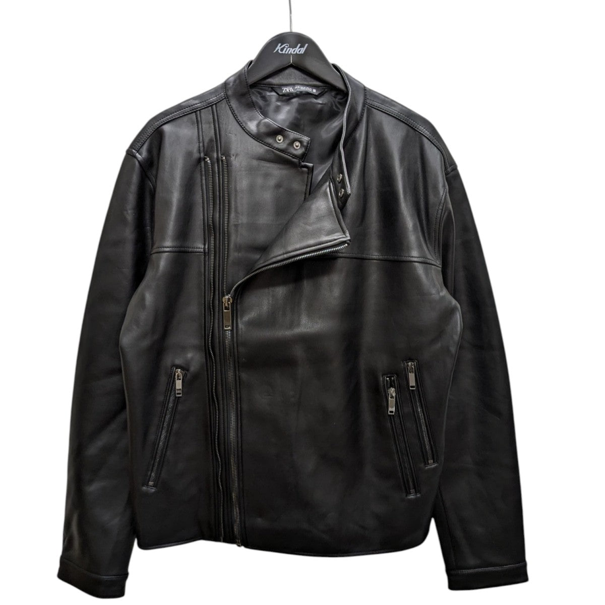 【XL】ZARA ダブルライダースジャケット ラムレザー ブラック ZARA(ザラ) ダブルライダースジャケット ブラック サイズ L