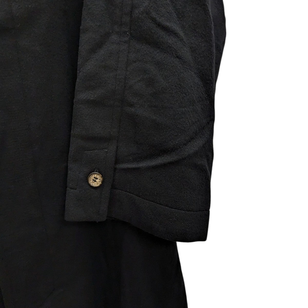 【極上美品】HERMESエルメス　カシミヤ100%ステンカラーコート　ブラック 未使用級】HERMESカシミヤ100%ステンカラーコートブラック48 M