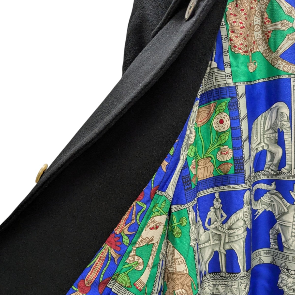 【極上美品】HERMESエルメス　カシミヤ100%ステンカラーコート　ブラック 極上美品】Hermesカシミヤ100%ステンカラーコート ブラック M
