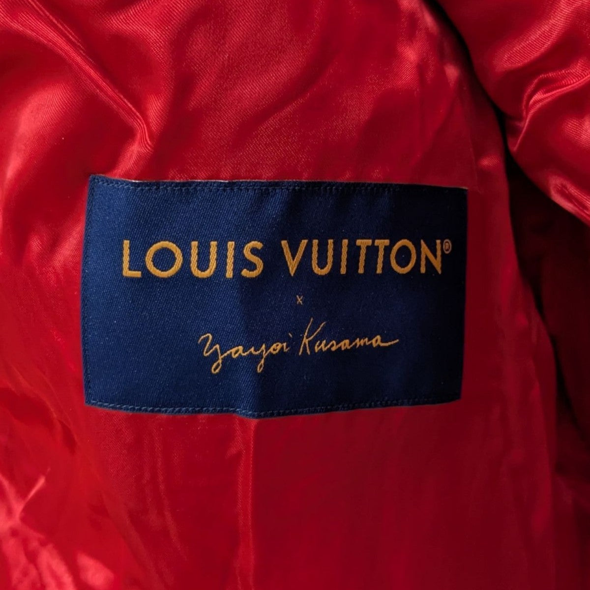 LOUIS VUITTON×草間彌生 袖レザースタジャン レッド×ホワイト