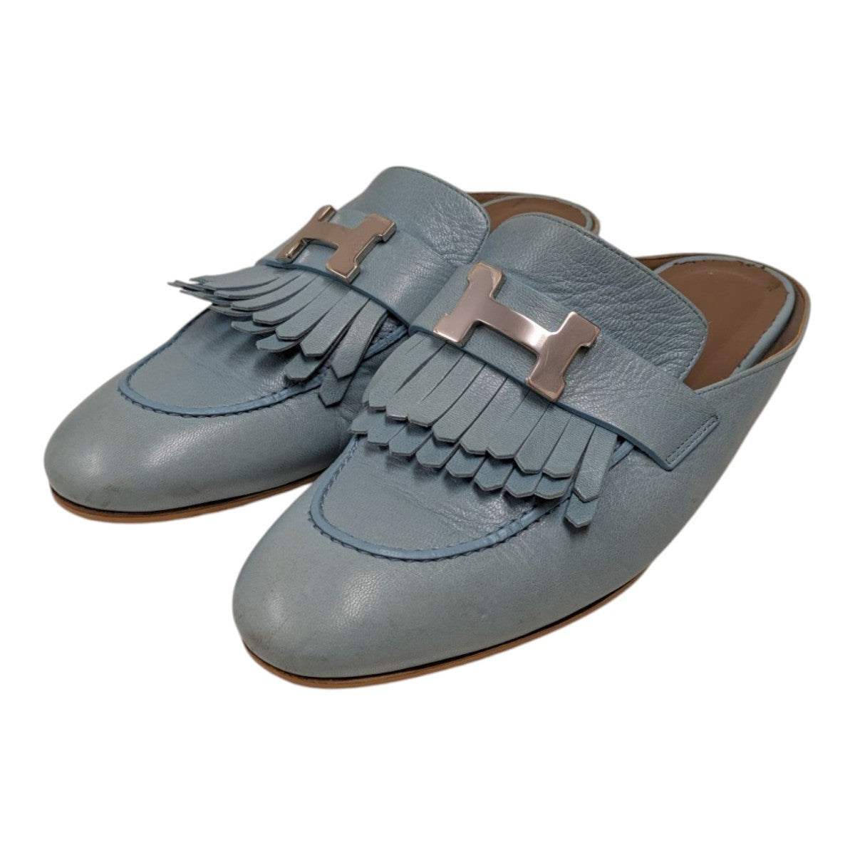 最終HERMES リヴォリ　ミュール HERMES(エルメス) リヴォリ ミュール ライトブルー サイズ 36