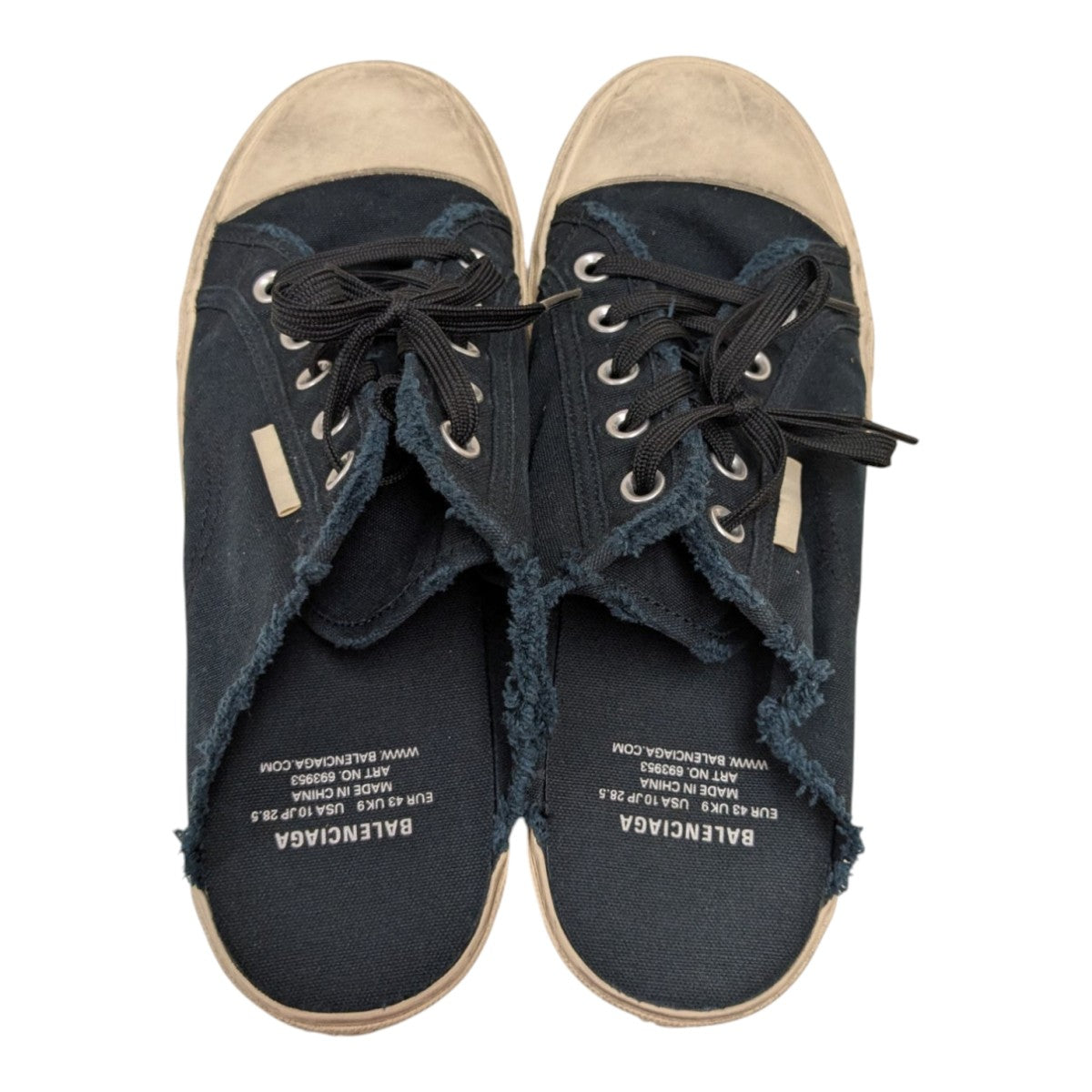 【極美品】BALENCIAGA デニム ミュール　デストロイ加工　693953 極美品】BALENCIAGA デニム ミュール デストロイ加工 693953
