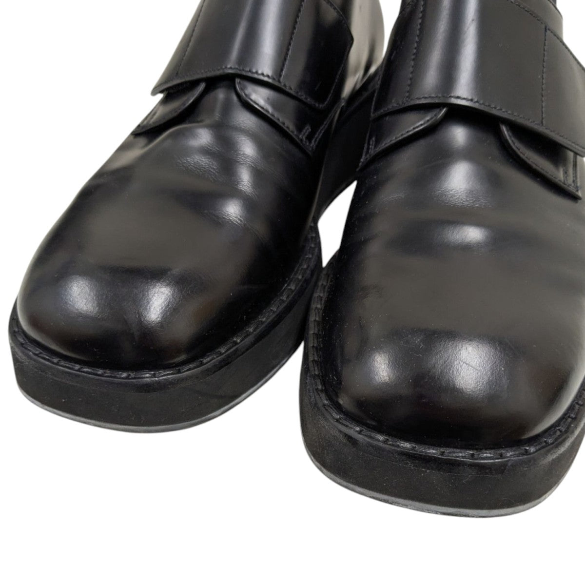 PRADA ベルクロ ローファー スニーカー ブラック プラダ モノリス ブラッシュドレザー ローファー | PRADA