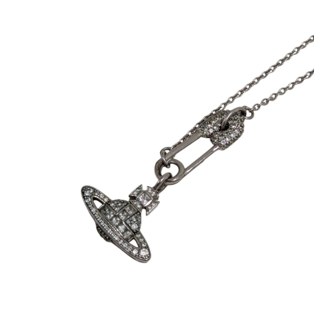 Vivienne Westwood オーブ ネックレス ブラック×シルバー ヴィヴィアン 花刻印 オーブネックレス 黒 ブラック グレー 模様