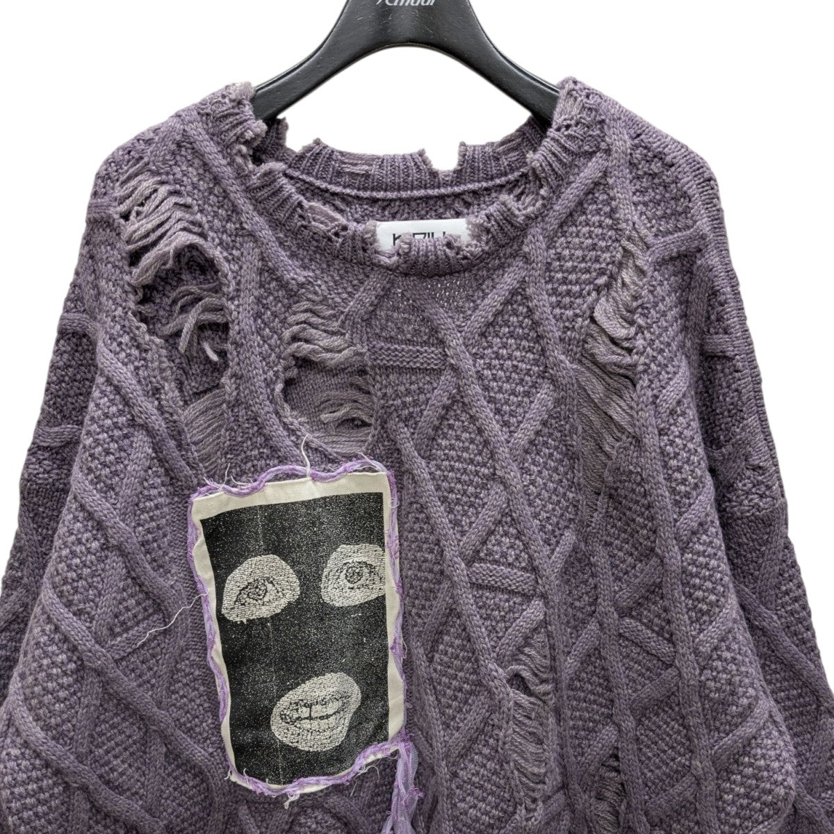 KIDILL × rurumu: デストロイニット 希少 KIDILL×rurumu： デストロイプルオーバーニットKL911 KL911 パープル