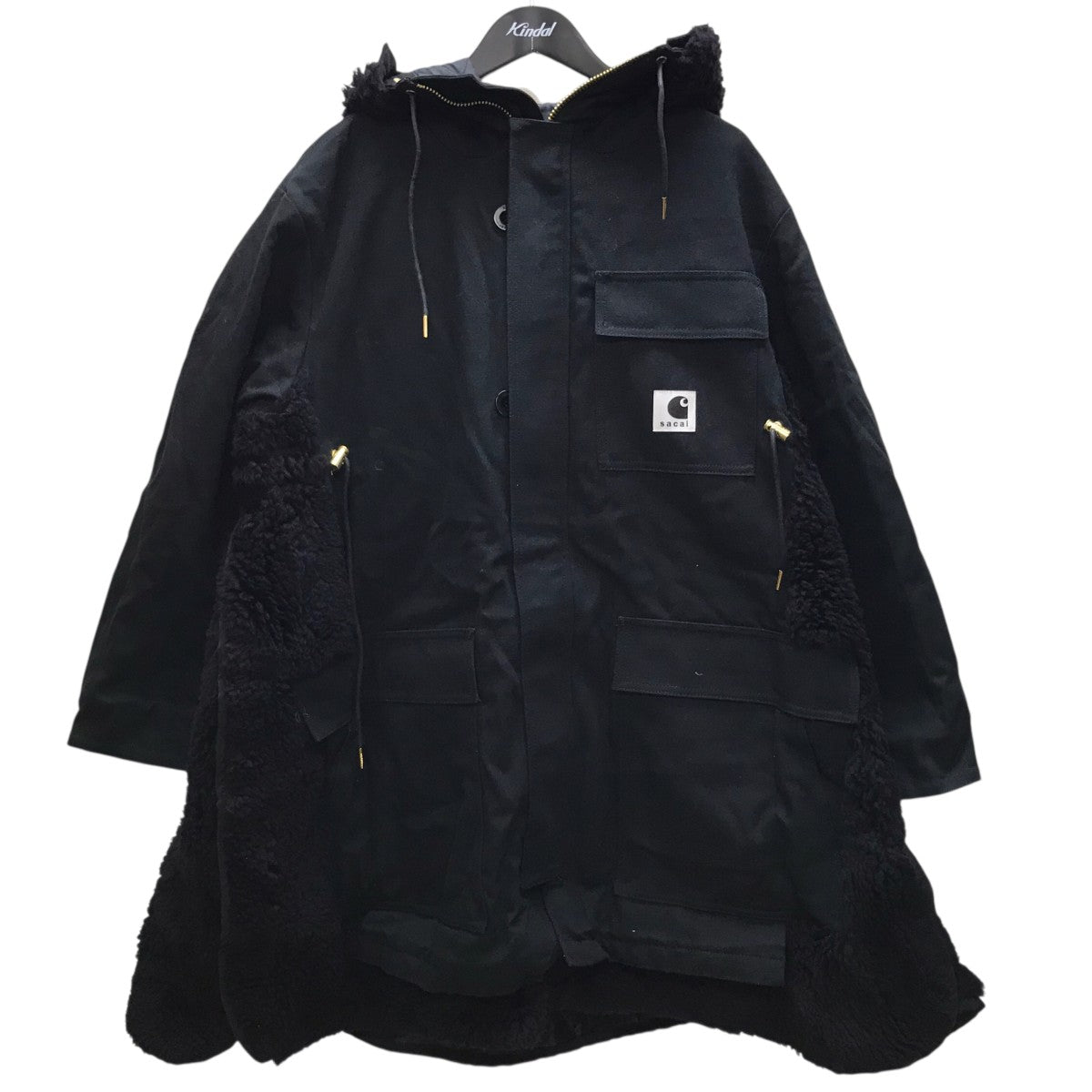 sacai×CarHartt キャンバスシベリアンコート 23-06740 ブラック サイズ