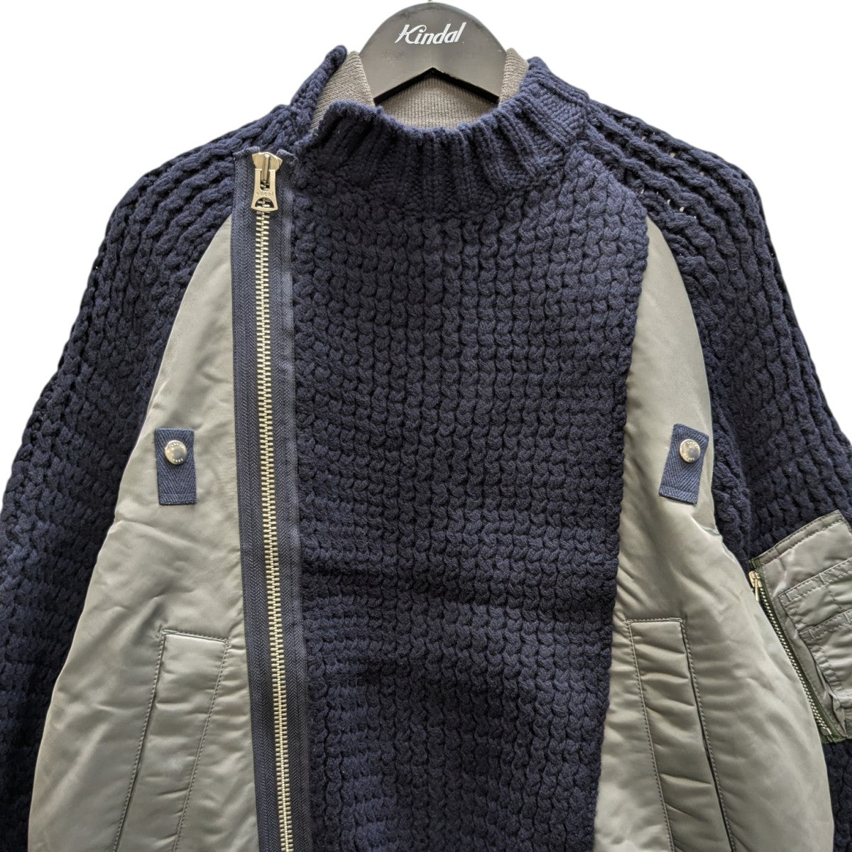 sacai(サカイ) ニット切替ジャケット 23-03165M ネイビー×グレー