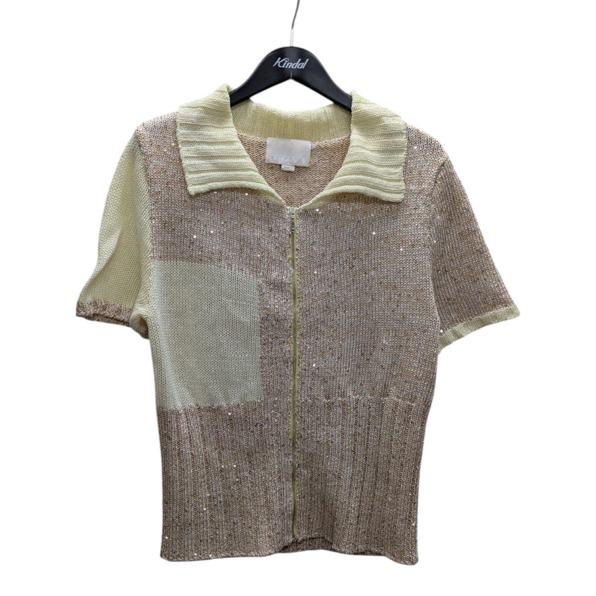 ORIMI(オリミ) 24SS GRITTER KNIT POROスパンコールジップカーディガン 