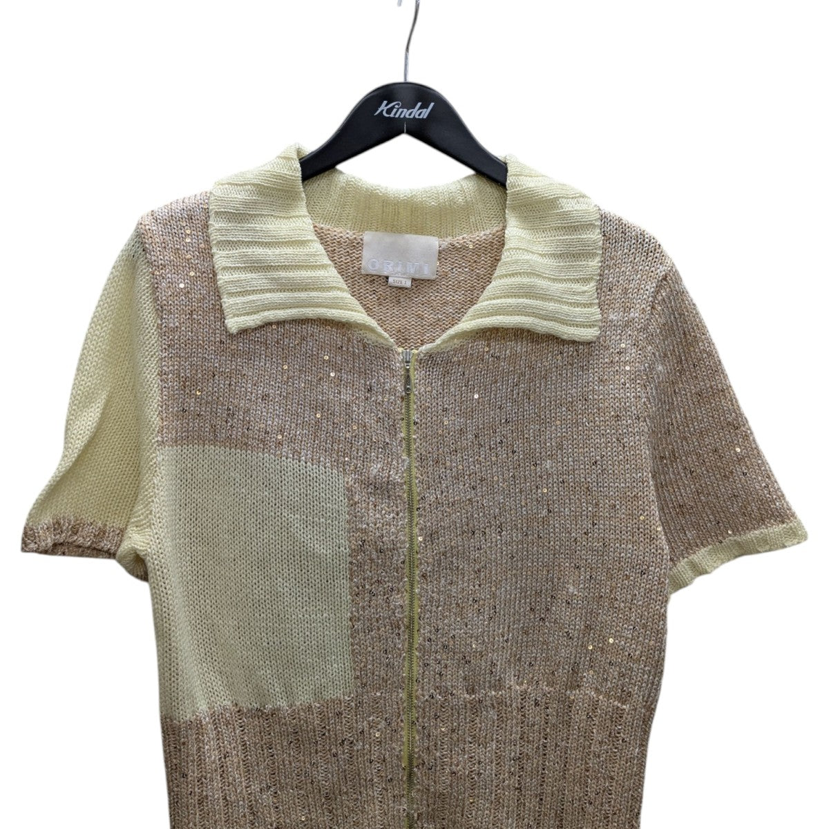 ORIMI(オリミ) 24SS GRITTER KNIT POROスパンコールジップカーディガン 