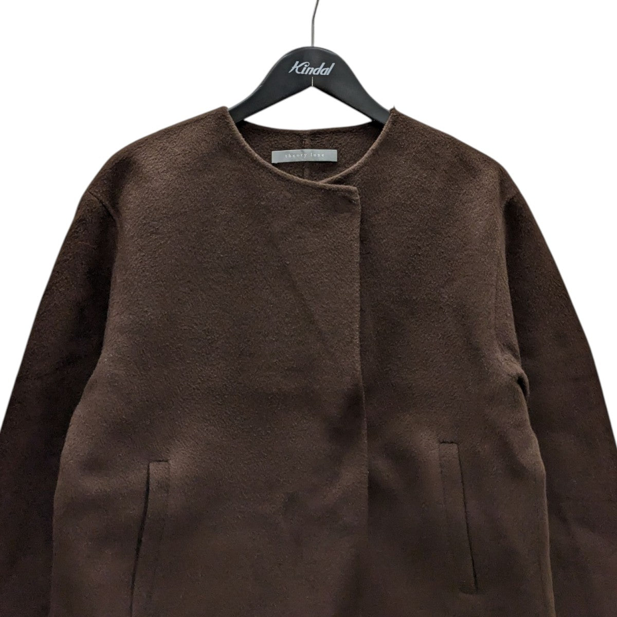 Theory カシミヤ混ノーカラーコート　グレー　P Theory カシミヤ混ノーカラーコート グレー P Theory カシミヤ混
