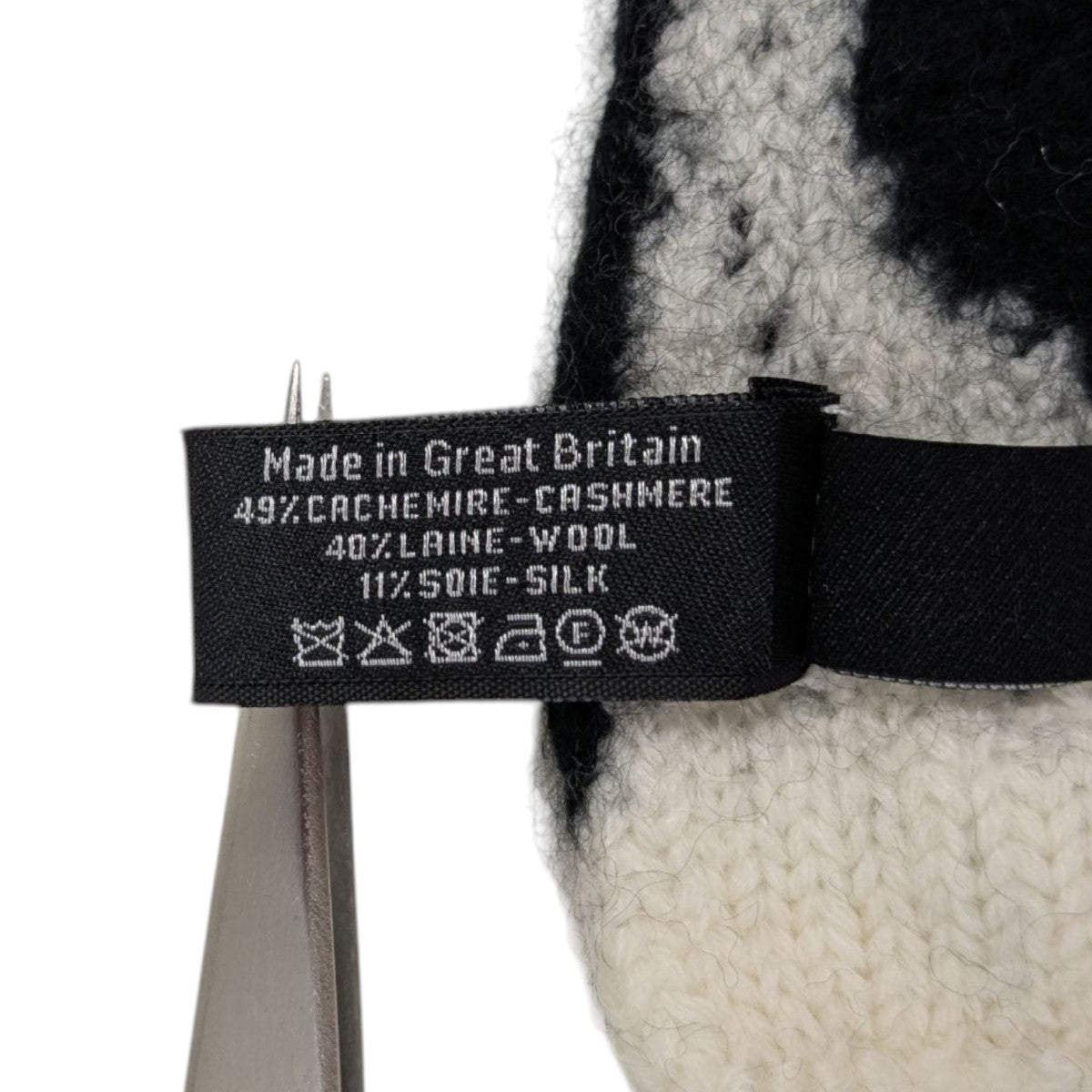 CHANEL(シャネル) カシミヤウールマフラー ブラック×ホワイト