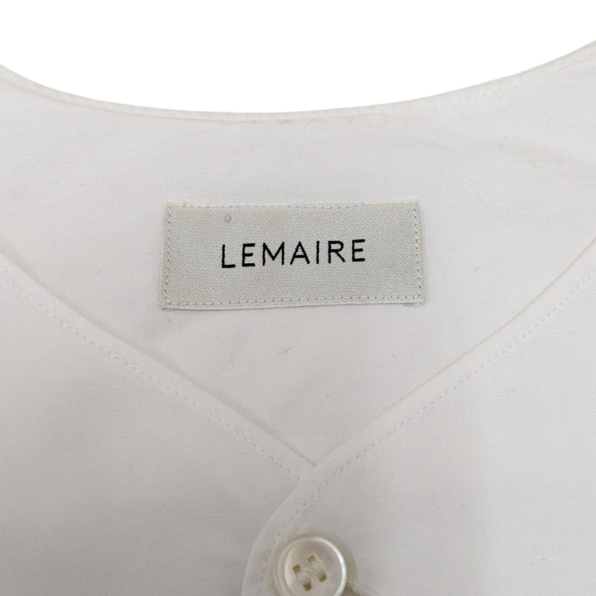 ルメール LEMAIRE カットソー ブラウス シャツ メンズ ホワイト LEMAIRE(ルメール) ノーカラー半袖シャツ ホワイト サイズ 48