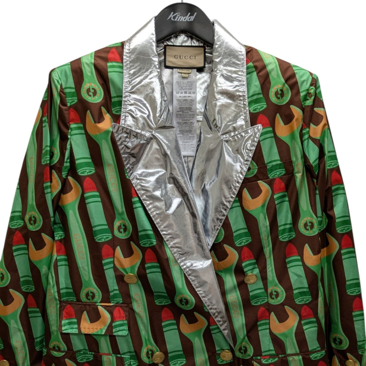 GUCCI リップ金ボタンジャケット 古着・中古-2枚目のアイテム画像